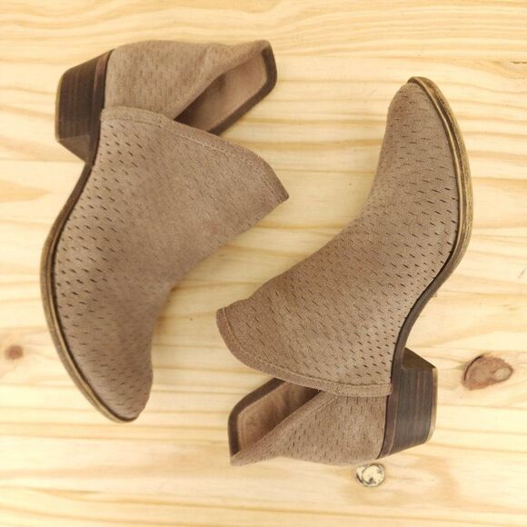 Lucky Brand Women's Ankle Boots Sz 6 Brown Suede Slip On Western Boho Booties - Picture 6 of 9